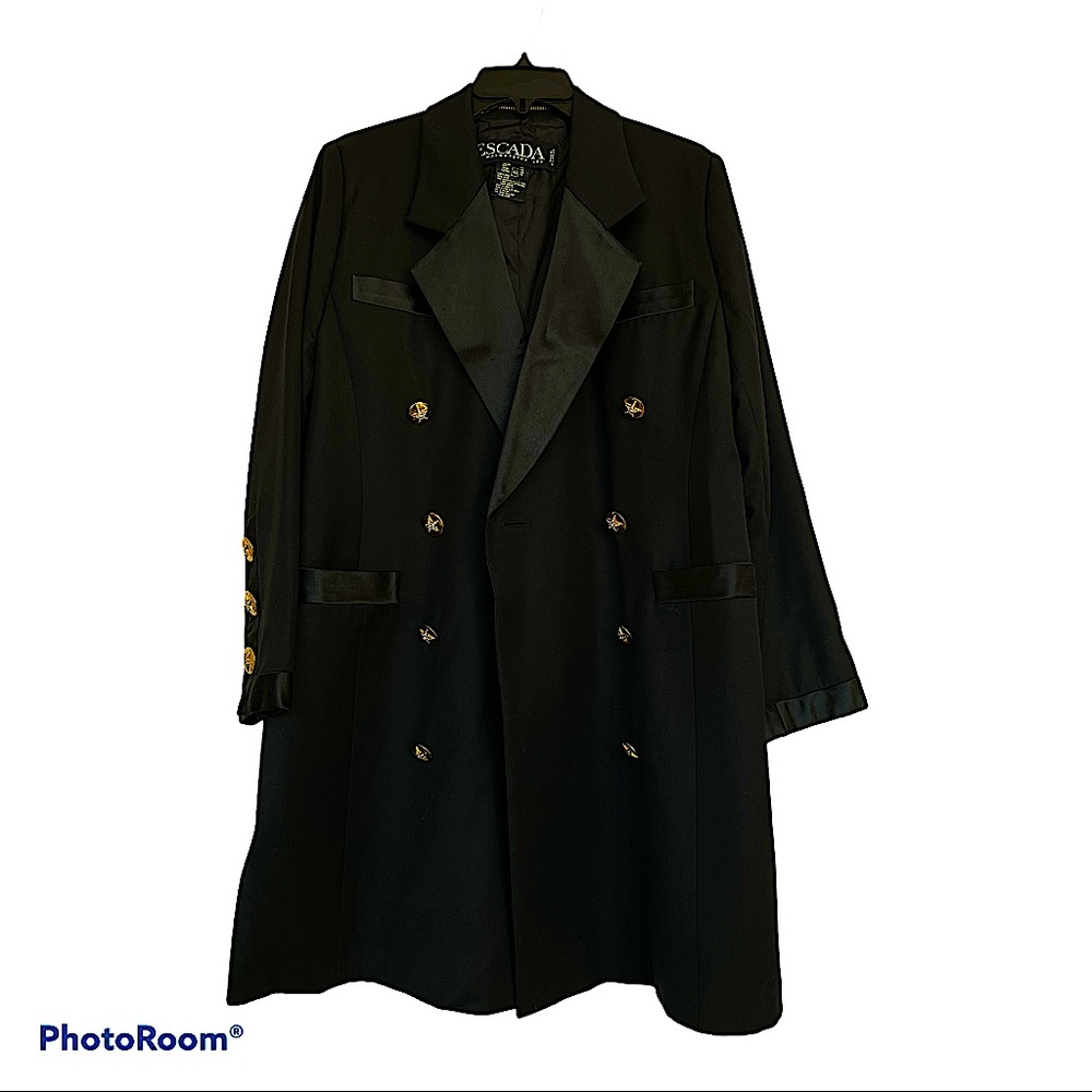 Vintage Escada navy blue midi blazer coat